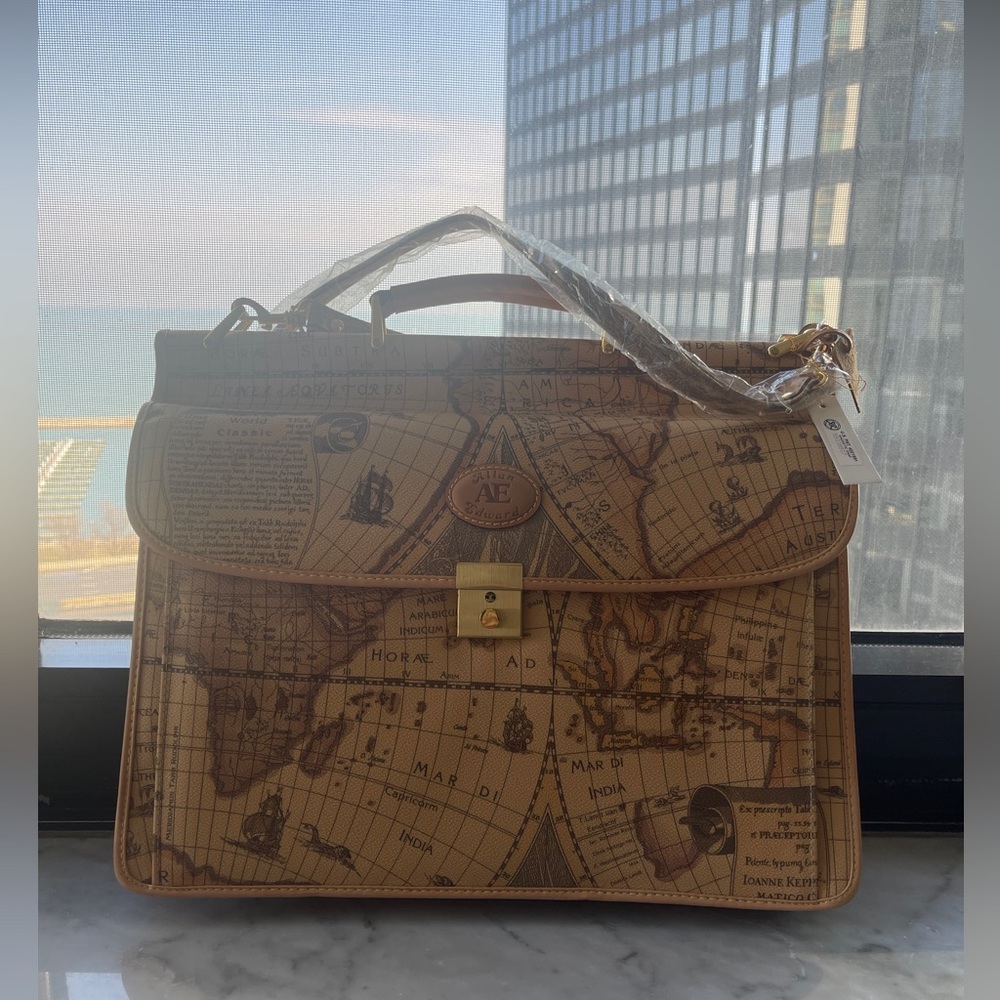 Allan Edwards “map” print briefcase brand new